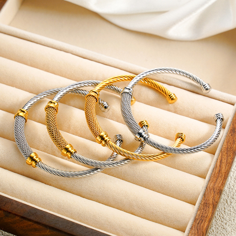 hip-hop punk titanium steel wire bracelet designer bracelet women luxury jewelry gold mens bracelet designer silver bracelet men love bracelet bangle  - view 3