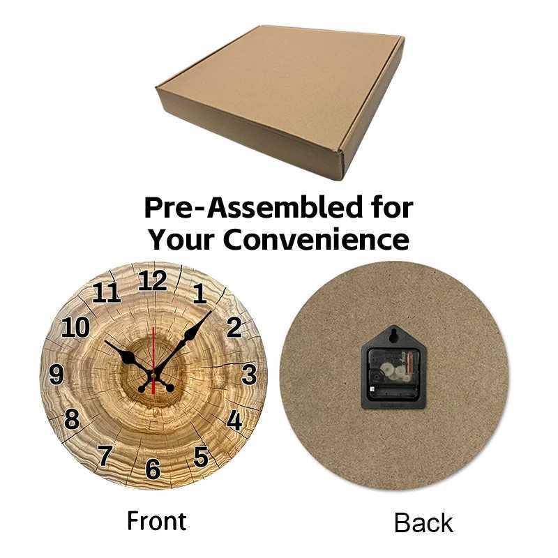 Tree Cross Section Wooden Round Silent Hanging Wall Clock Suitable For Living Room OfficeStudy Room Bedroom Home Decoration C251126