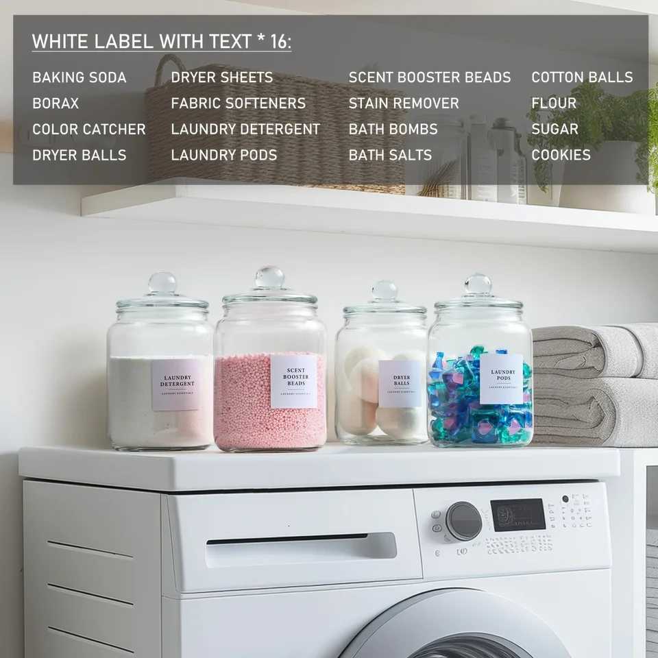 Glass Jars With Airtight Lids And Labels Half Gallon Storage Containers With Spoons For Laundry Detergent Pods Scent Booster Y251126