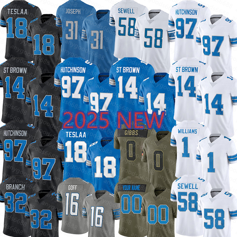 16 Jared Goff Football Jerseys 14 Amon-Ra St. Brown 32 Brian Branch 20 Barry Sanders 18 Isaac TeSlaa 0 Jahmyr Gibbs 1 Jameson Williams 58 Penei Sewell 31 Kerby Joseph