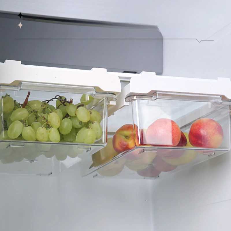 Household Transparent Retractable Refrigerator Storage Box Anti Odor Refrigerator Partition Storage Basket Hanging Storage Box Y251126