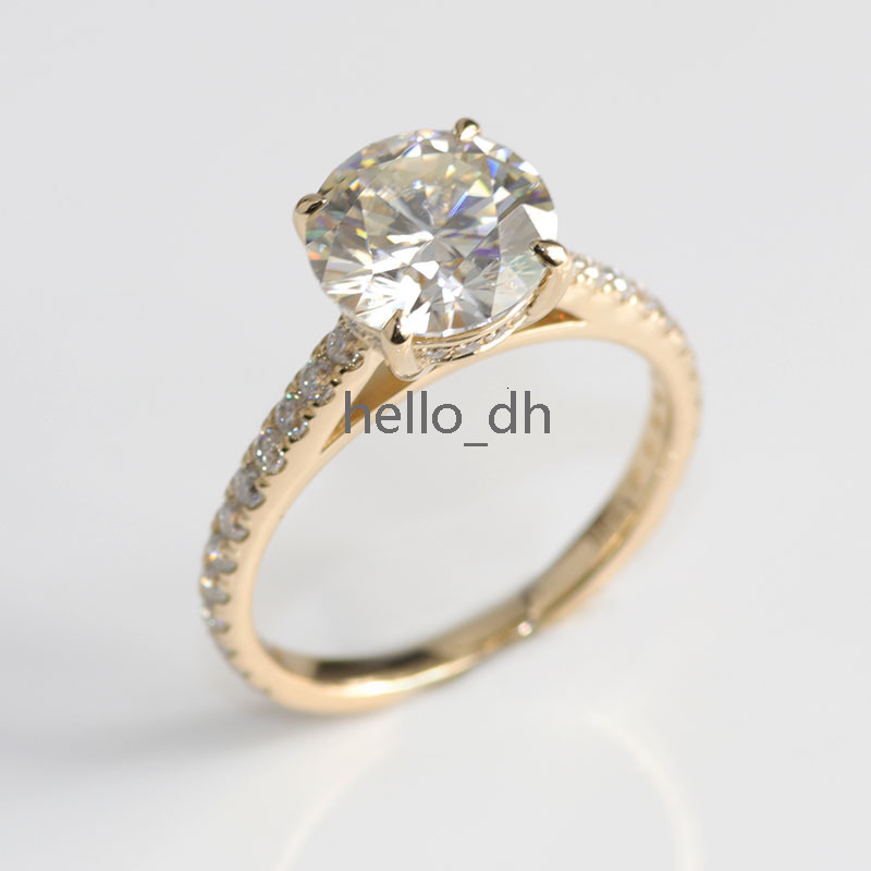 14K Yellow White Gold Wedding and Engagement Rings Pure Gold Moissanite Rings