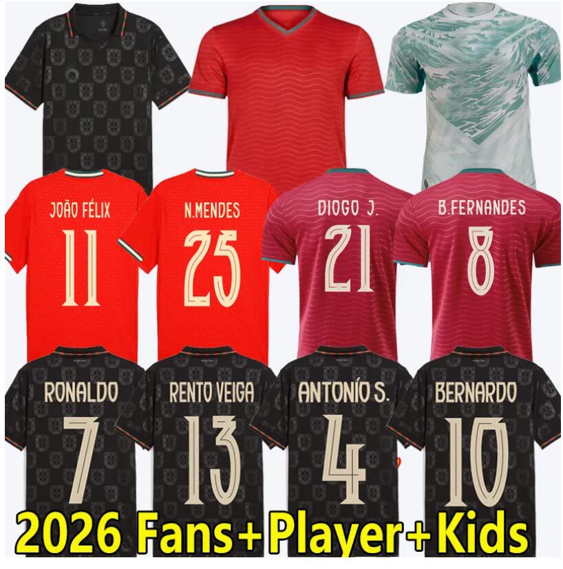 26 27 Portugal Soccer Jerseys DIOGO JOTA FERNANDES Portuguesa 2026 2027 Football Shirts Men Kids Kit B.FERNANDES N. MENDES Eusebio player version BERNARDO 16-4XL