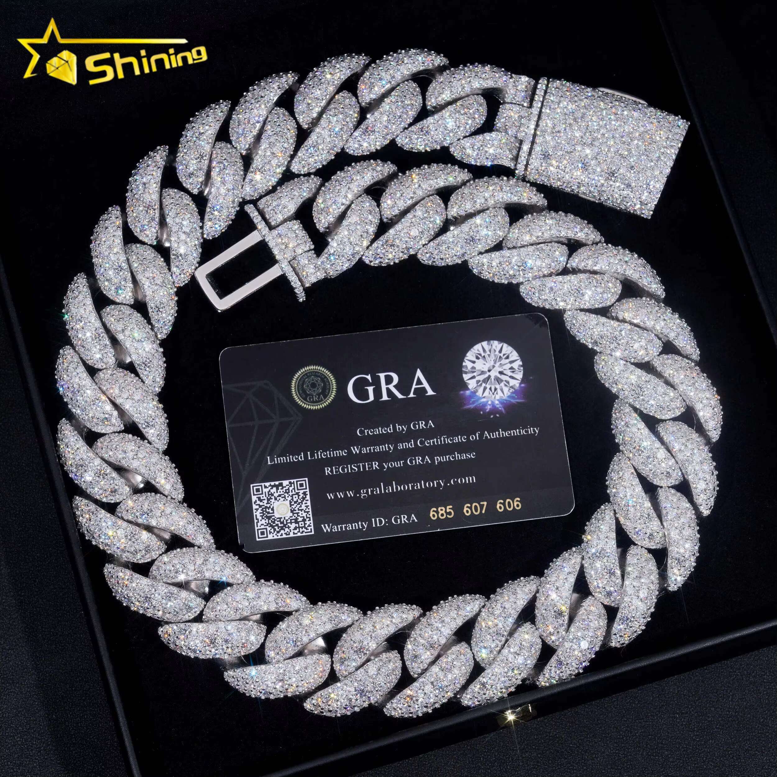 Big Heavy Solid 28MM GRA Certificate 925 Sterling Silver Miami Moissanite Diamond Cuban Link Chain