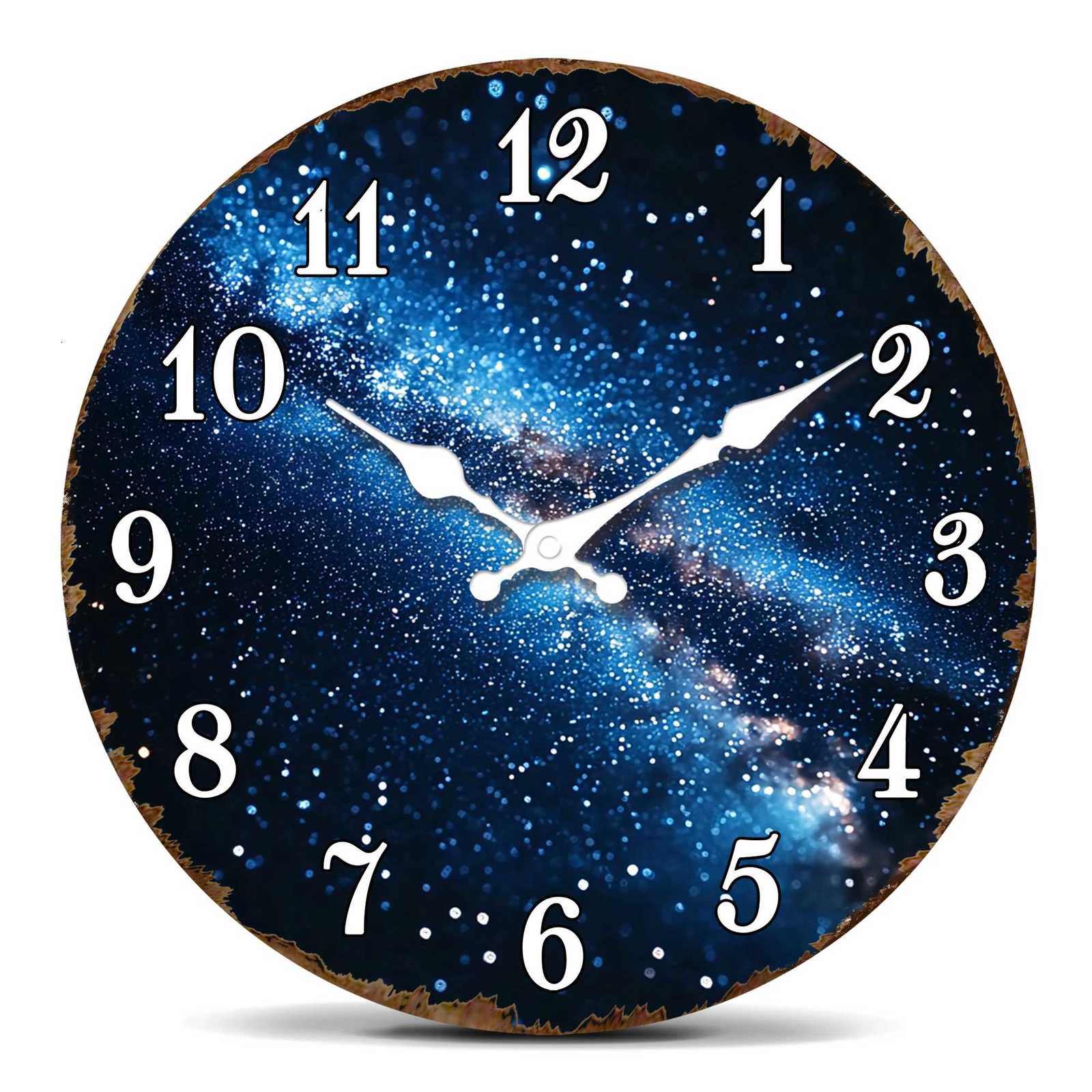 Starry Galaxy Round Wall Clock Cosmic Nebula Pattern Stunning Universe Themed Decor C251126