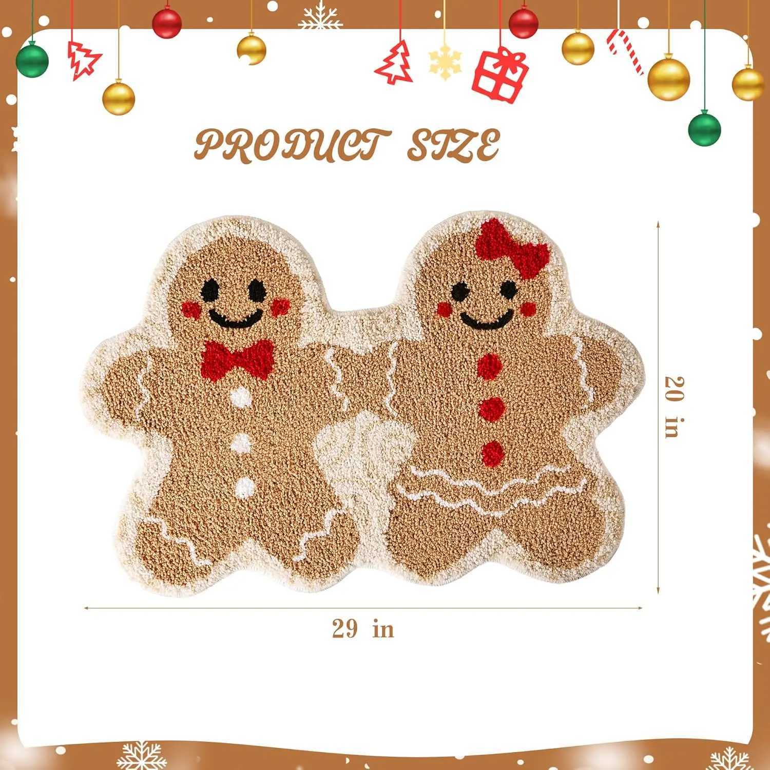 VIAMA Christmas Gingerbread Man Floor Mat for Holiday Room Decoration Soft Bath Floor Mat Indoor and Outdoor Entrance CarpetM251126