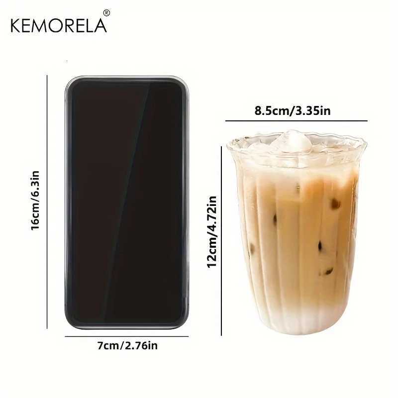 4/6PCS Vertical Stripes Latte Coffee Cup Transparent Cocktail Glasses Vertical Grain Glass Water Cup Juice Cup IceCoffee Whiskey C251126