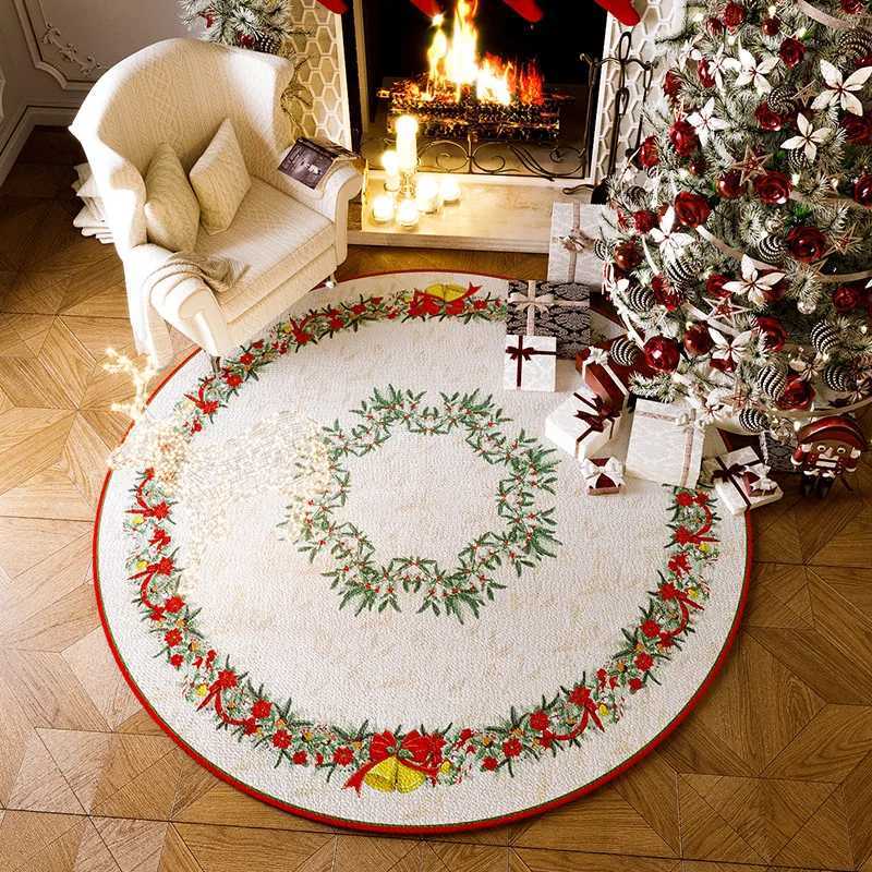 Christmas Tree Base Floor Mat Festive Holiday Apron Rug for Living Room Bedroom Home Holiday DecorM251126