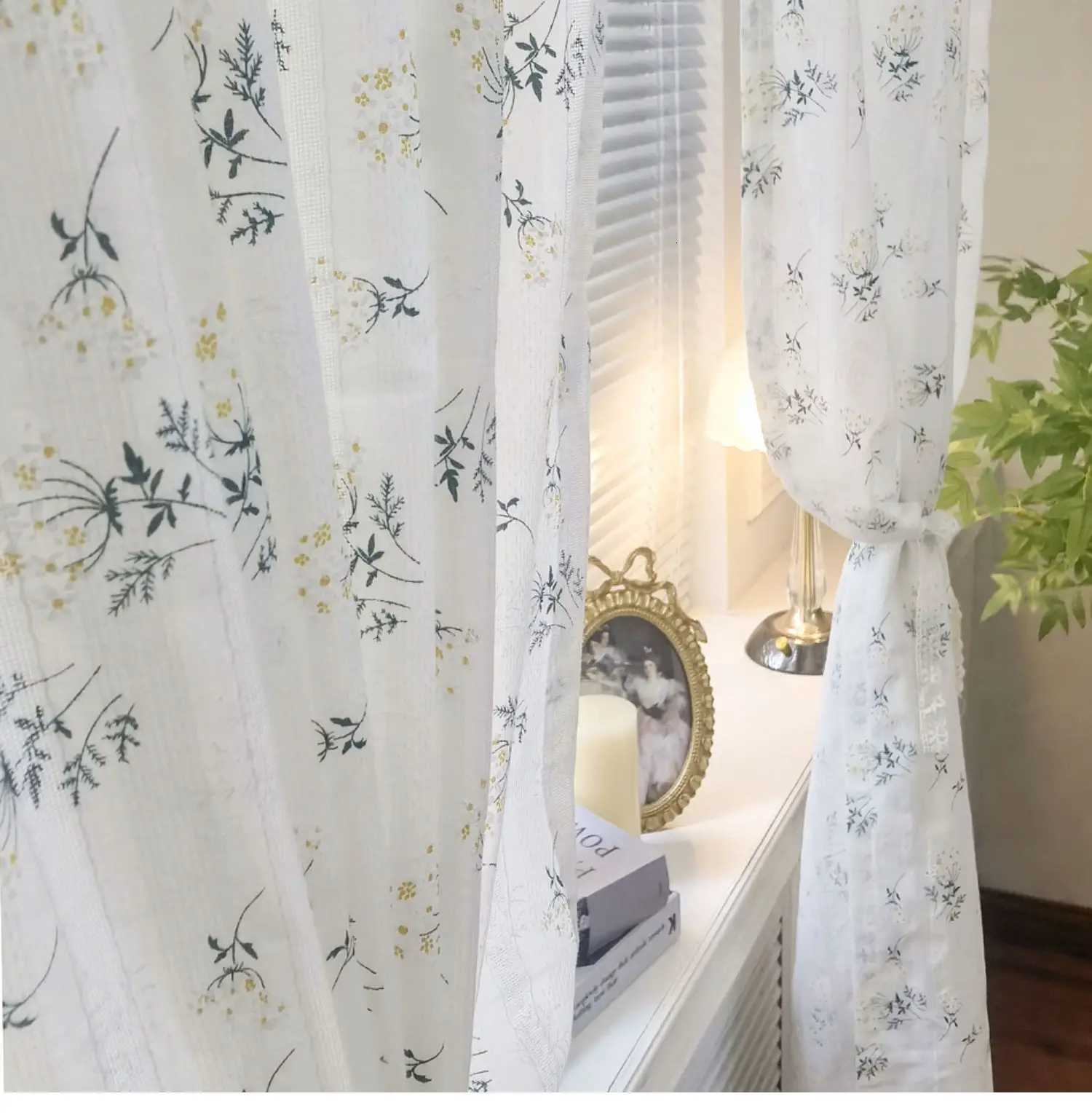 Christmas Korean Cotton Daisy Curtains Road Pocket Shade Curtain Floral Tassel for Kitchen Bedroom Living Room Bay Window Cabinet Curtain Y251126