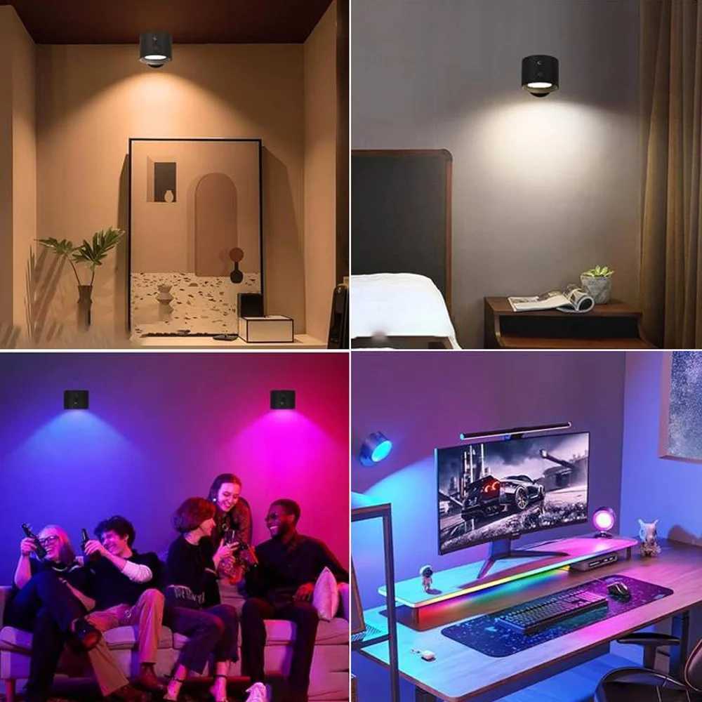 LED Wall Sconces Light Touch Control Double Head Wall Lamp 360 Rotatable 12 Colors Wall Lights Wireless Night Lights For Bedroom M251126
