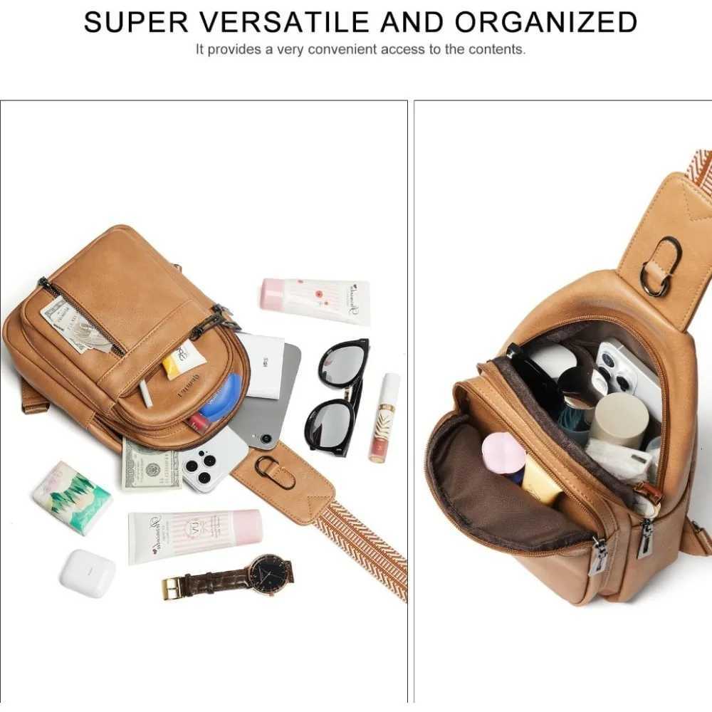 Sling Bag For Women Men Backpack Fanny Pack Crossbody Chest Travel Shoulder Belt Bags Purse Handbag PU LeatherT251126