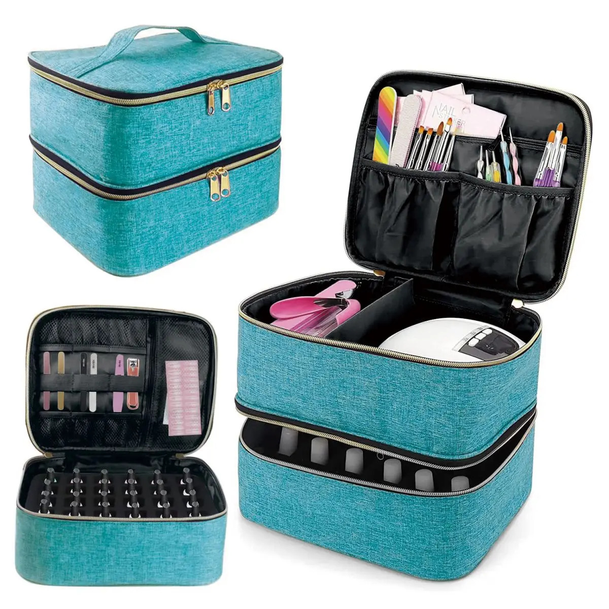 Nail Polish Organizer Handheld Double Layer CosmeticOrganizer Tote Bag For Girls And Women Nail Art EssentialOil Cosmetic Set 251126