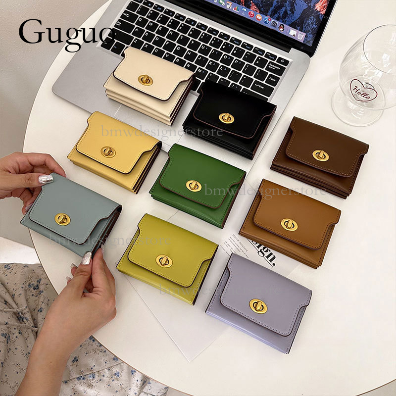 Guguo Designer Luxury Metal Buckle Wallet New Fashion Multi Compartment Women's Card Bag Unique Dopamine INS Korean Short Handbag Coin Bag Key Ba