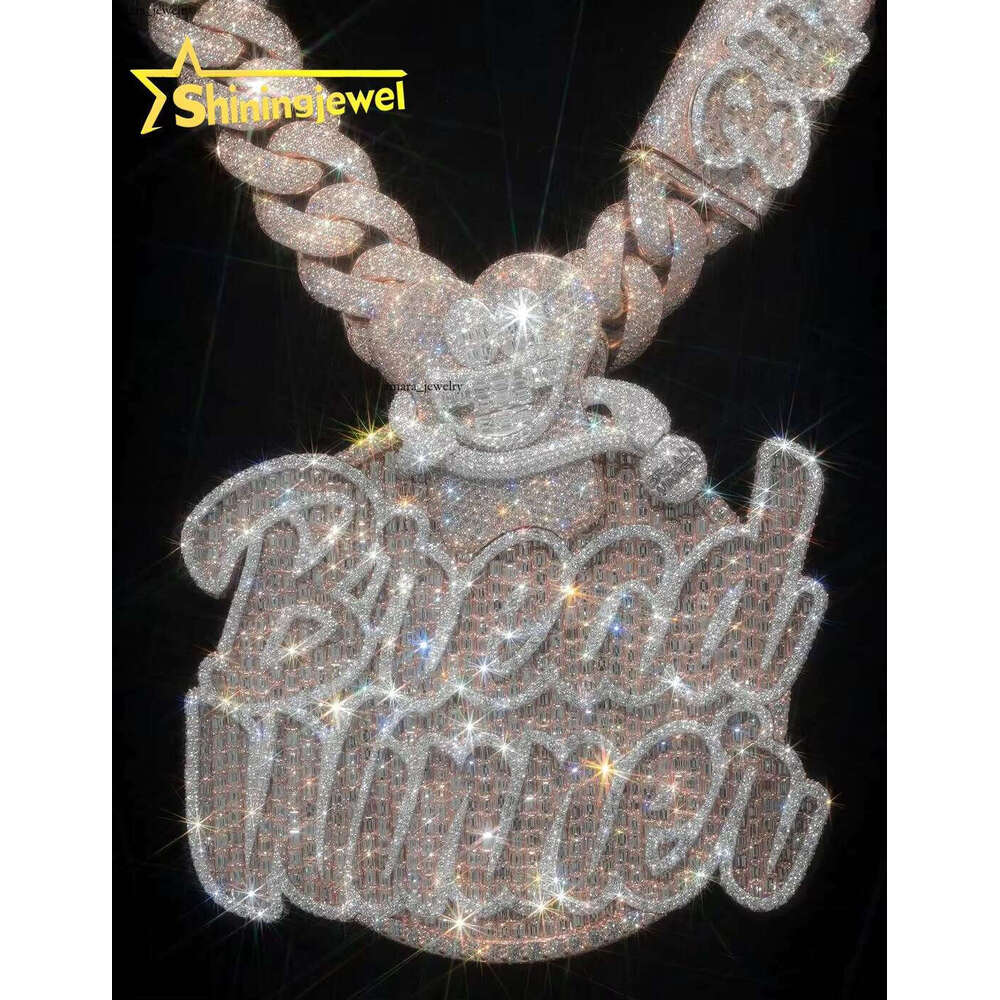 Custom High-Quality Personalized Rapper Jewelry 925 Silver Baguette Hip-Hop VVS Moissanite Moissanite Round Men's Pendant