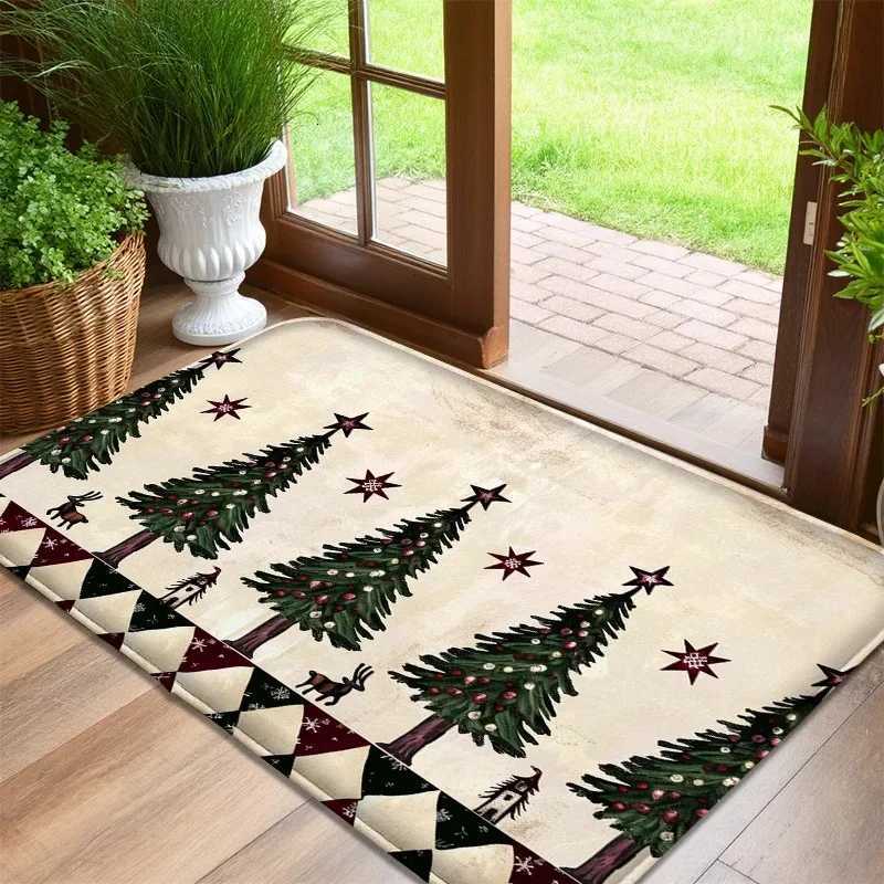 Colorful Christmas Stocking Pattern Anti-slip Doormat Entrance Anti-slip Mat Christmas Party Home Decoration Anti-slip Floor MatM251126