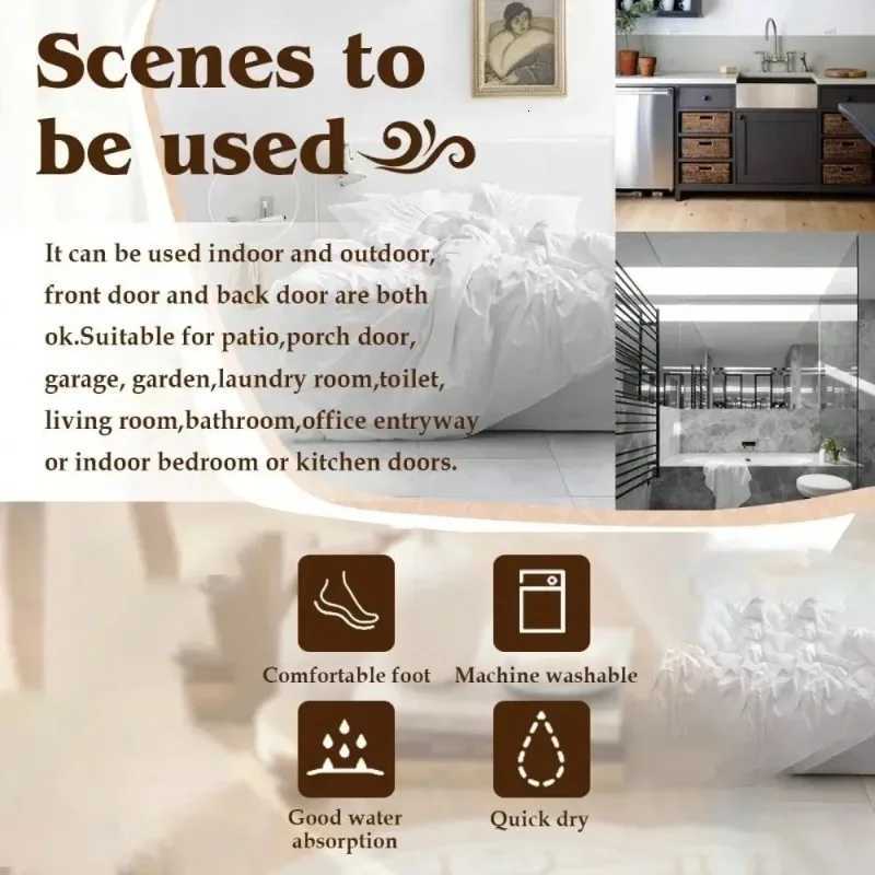 Winter Christmas Doormat Anti Slip Soft Washable Indoor and Outdoor Mats Gingerbread and Snowflake Design Home DecorationM251126