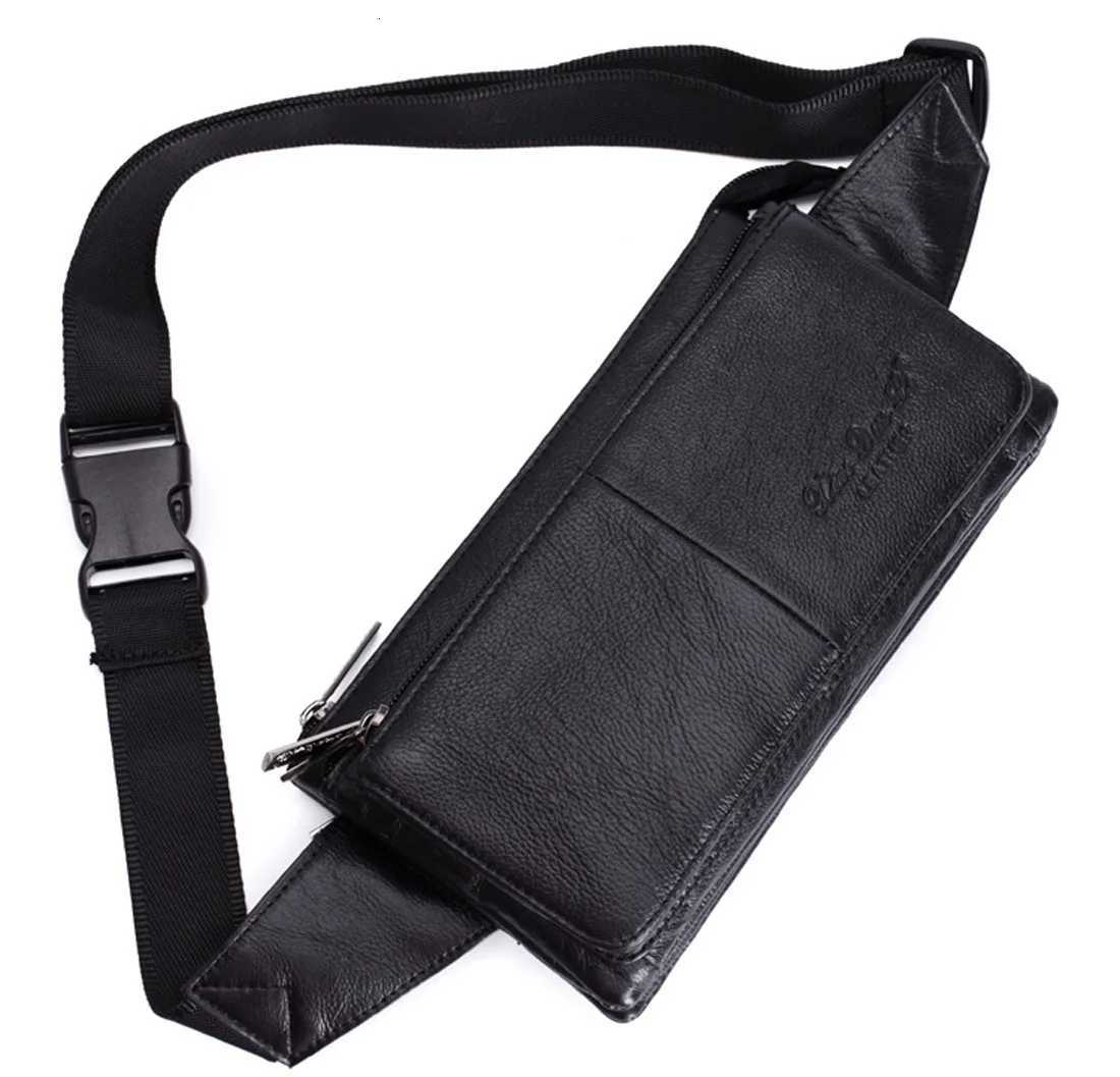 Men Waist Fanny Pack Belt Hip Bag Purse Genuine Leather Travel Fashion Real Cowhide Male Shoulder Sling Chest Cross body BagT251126