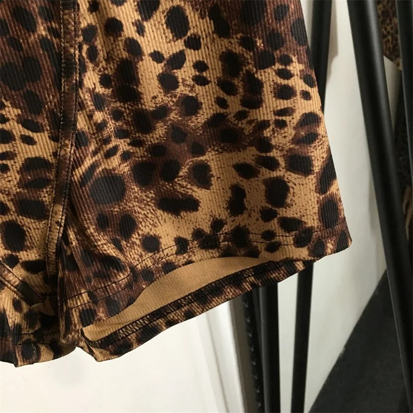 Womens Top Set Of Leopard Print Slim Fit Tank Top Shorts Simple Versatile Swimwear Sexy