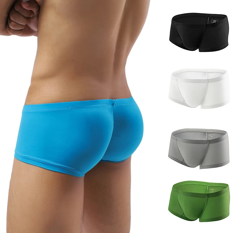 Mens underwear ice silk mens breathable solid color ultrathin fast drying boxing 250420