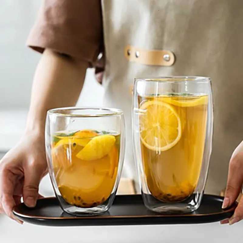Heat-Resistant Double Wall Glass Cup Milk Whiskey Tea Beer Transparent Beer Espresso Coffee Cup Drinkware Cups Drinking Glasses C251126