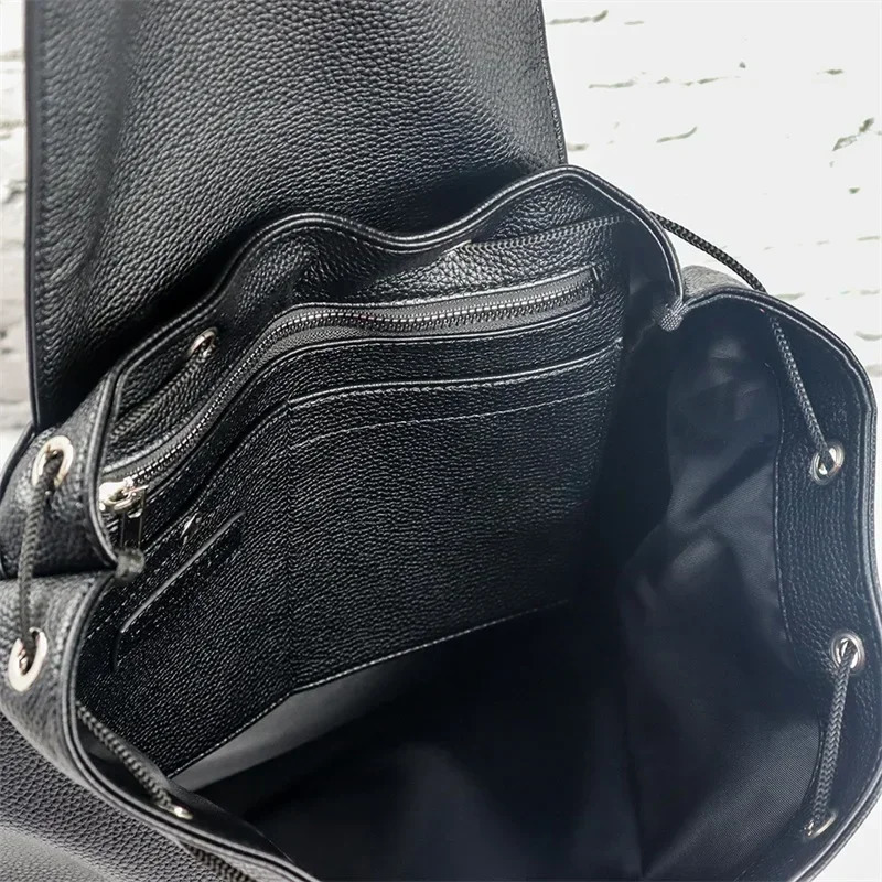 25ss Black ALYX Genuine Leather Backpack High Capacity Traveling Bag 11 Quality Alyx Casual Backpacks 251126