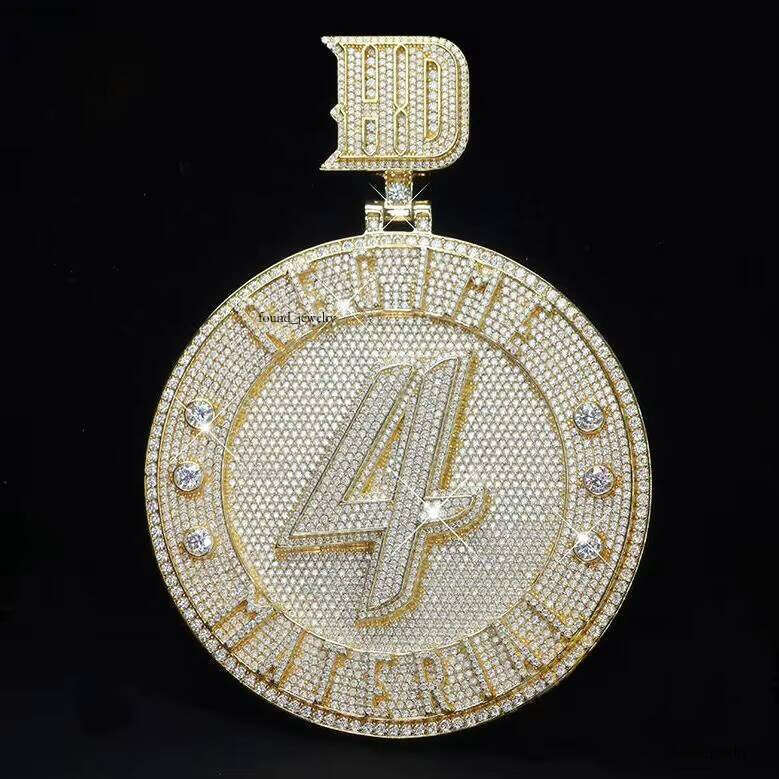 Sterling Sier VVS Letter Rapper Men's Iced Out Hip Hop Jewelry Moissanite Pendant Charm