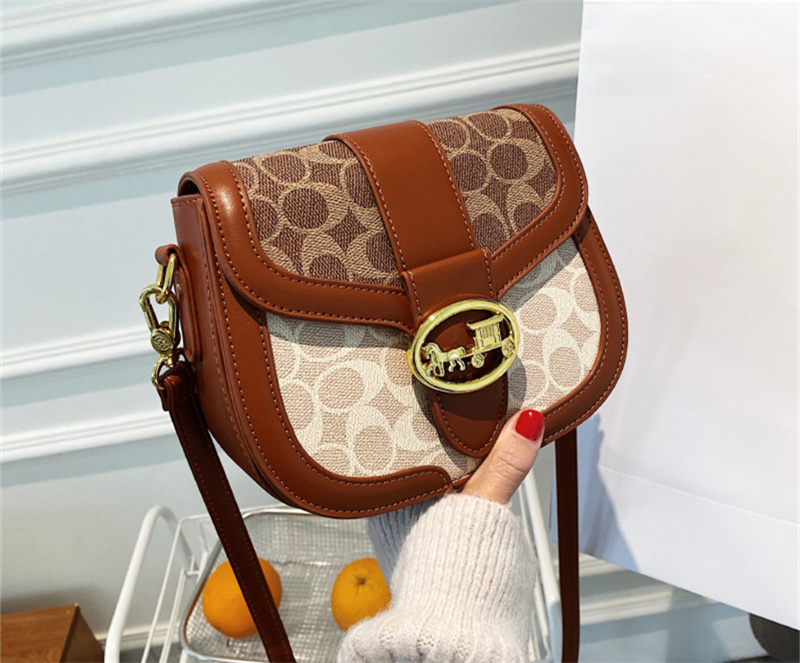 Designer bag free shipping 2025 new fashionable temperament saddle bag premium texture printed women's single shoulder crossbody bag