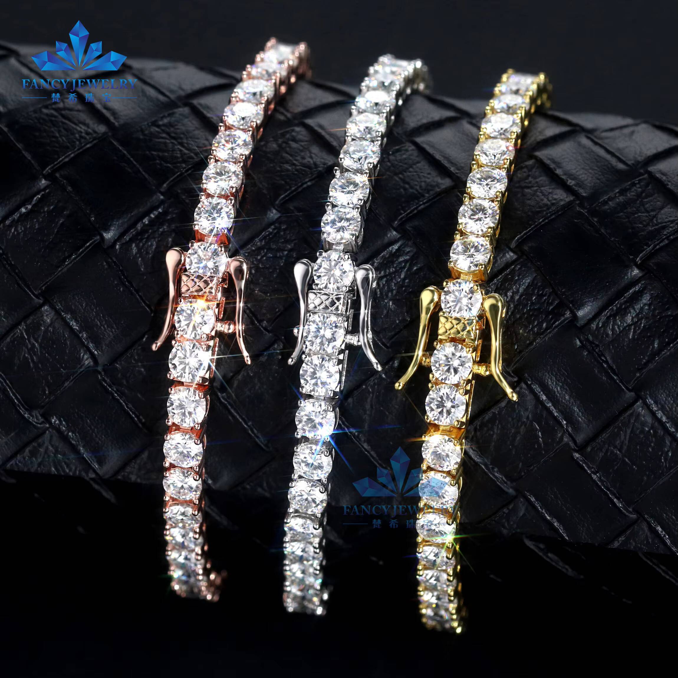 Cheapest Price 2MM 3MM 4MM 5MM 65MM Hip Hop Fine Jewelry 925 Sterling Silver D-VVS Diamond Moissanite Tennis Chain Bracelet