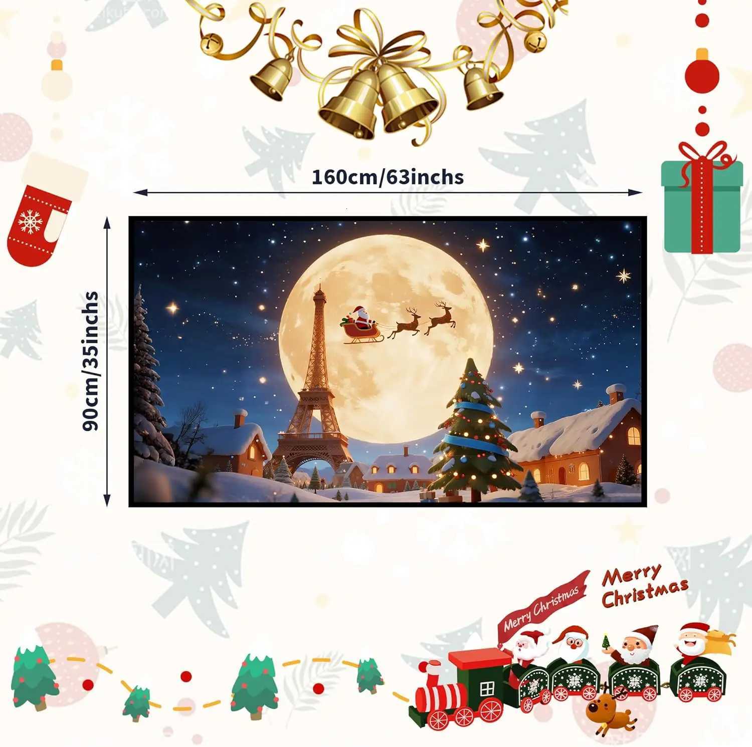 Christmas Rugs for Bedroom Santa Claus Holiday Decor Area Rugs with Eiffel Tower Xmas Kitchen Rug Romantic Night Santa ClausM251126