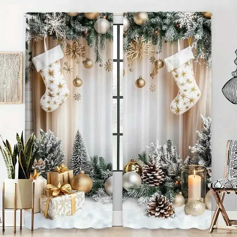 Curtain Christmas Christmas gift printed curtains Christmas decorations bedroom and living room home decoration room decoration Y251126