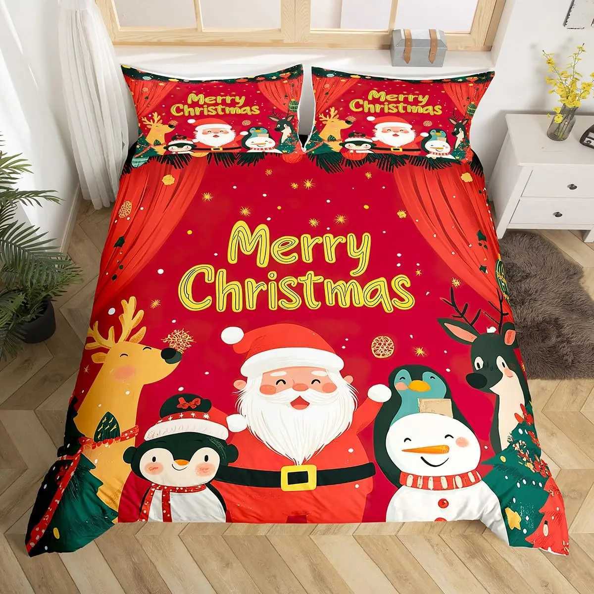 Christmas Christmas Duvet Cover Boys Girls Twin Queen Christmas Tree and Snowman Bedding Set Ultra Soft Winter Snowflake Comforter Cover Y251126