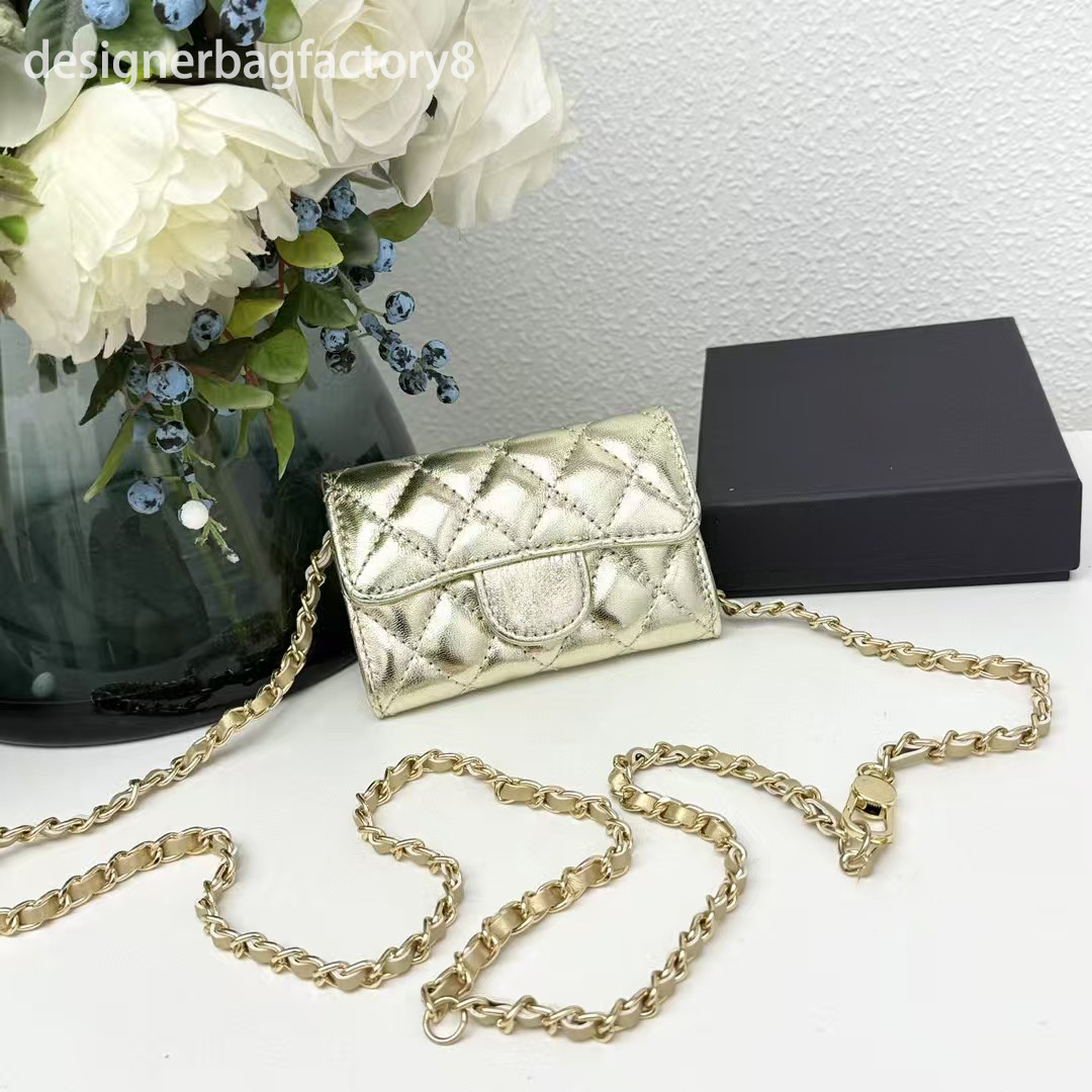 Top designer wallet women card holder chain wallet Coin bag Caviar Cowskin leather wallet for women short wallet luxury mini purse card wallet keychain wallet