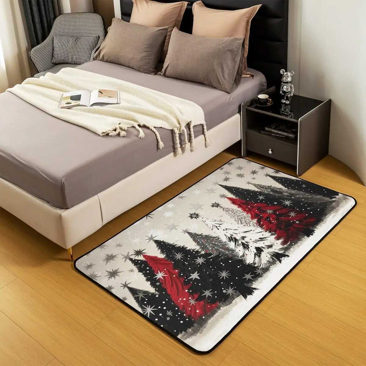 Christmas Tree Area Rug for Kids Merry Xmas Living Room Rugs Rustic Farmhouse Decorative Carpet Girls Boys Teens Adult BedroomM251126