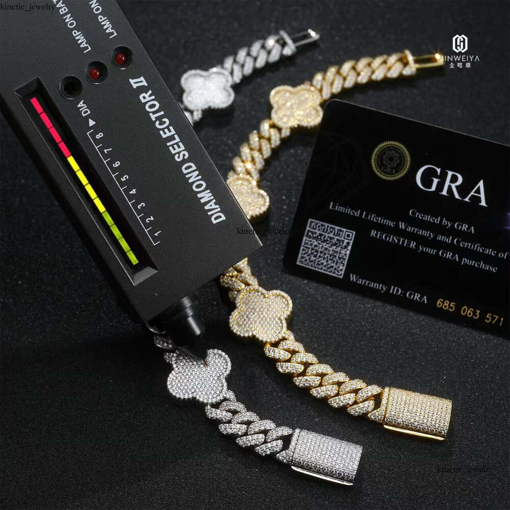 925 Sterling Silver VVS Moissanite Tennis Bracelet New Four-Leaf Clover Valentine's Day Gift Fashion Jewelry