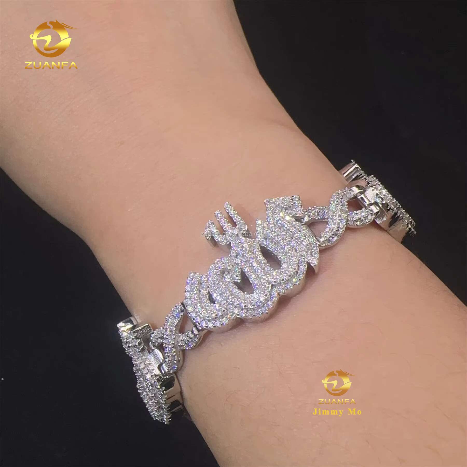 Unique Design Fashion Style Customized S925 Silver Jewelry Iced Out Men VVS Moissanite Allah Miami Infinity Cuban Link Bracelet