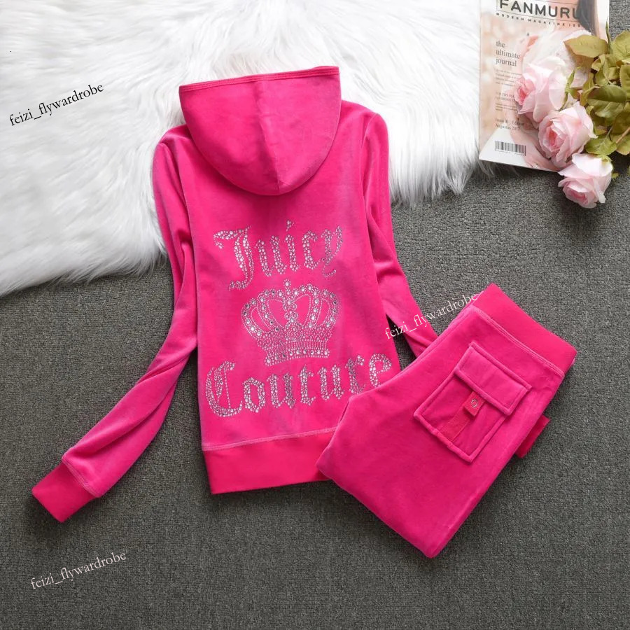 designer womens juicy cotoure tracksuit women short and long sleeved suit velvet two piece sportswear pullover hoodie set size S/XXL 90b C260312