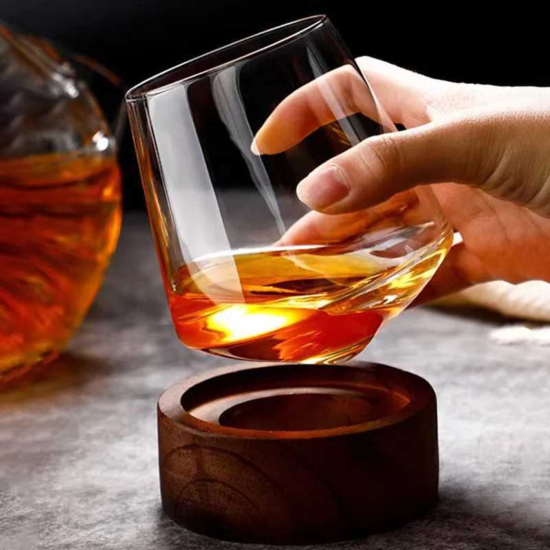 370ml/530ml Foreign Wine Glass Rotating Whiskey Glass Tumbler Cup Transparent Cocktail Tequila Glasses Cold Drink Mug Barware C251126