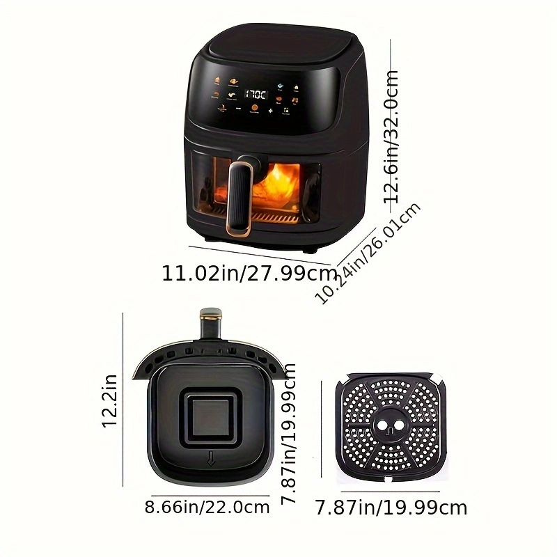 Large Colorful Touch Screen Air Fryer - 6L Capacity, Adjustable Time And Temperature, Multi-Functional And Convenient For Home Use