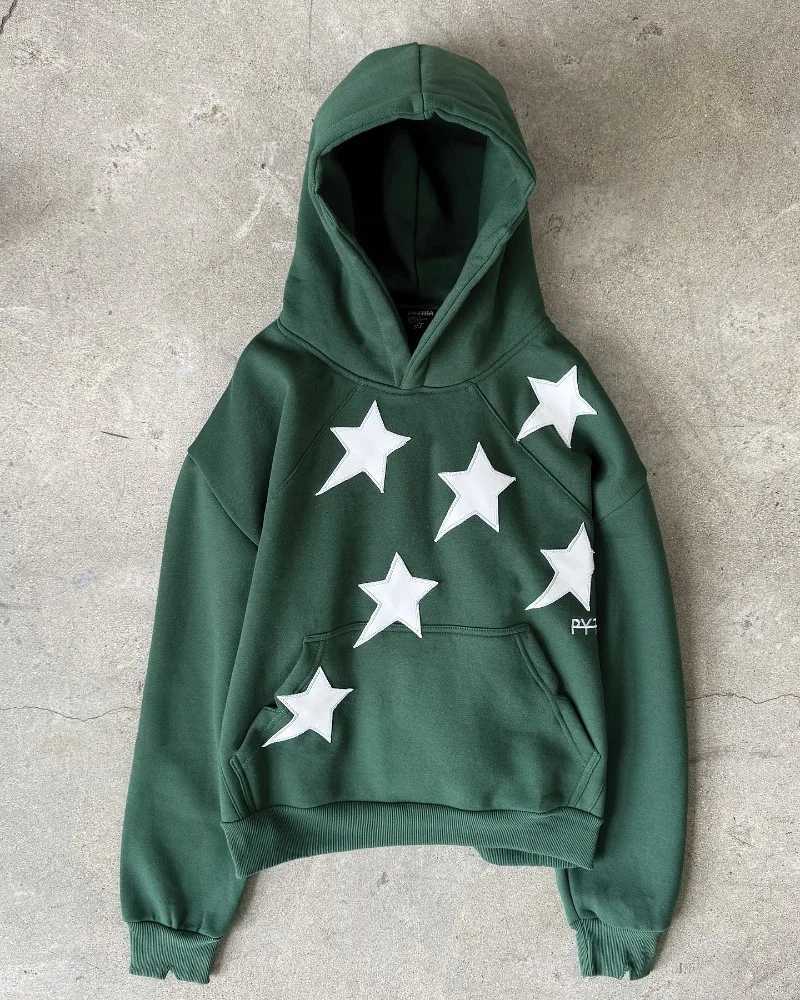 Y2K Harajuku New Fashion Star Patch Zipper Hoodie Women Gothic Hip Hop Popular Casual Couple Plus Velvet Padded Sports Sweater J251136