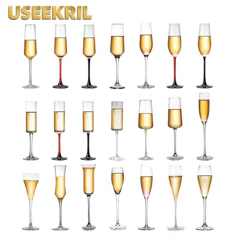 High-value Champagne Glass Cups Sparkling Wine Glass Goblet ic Champagne Glasses Cups Glass Cup Wedding Party Accessories C251126