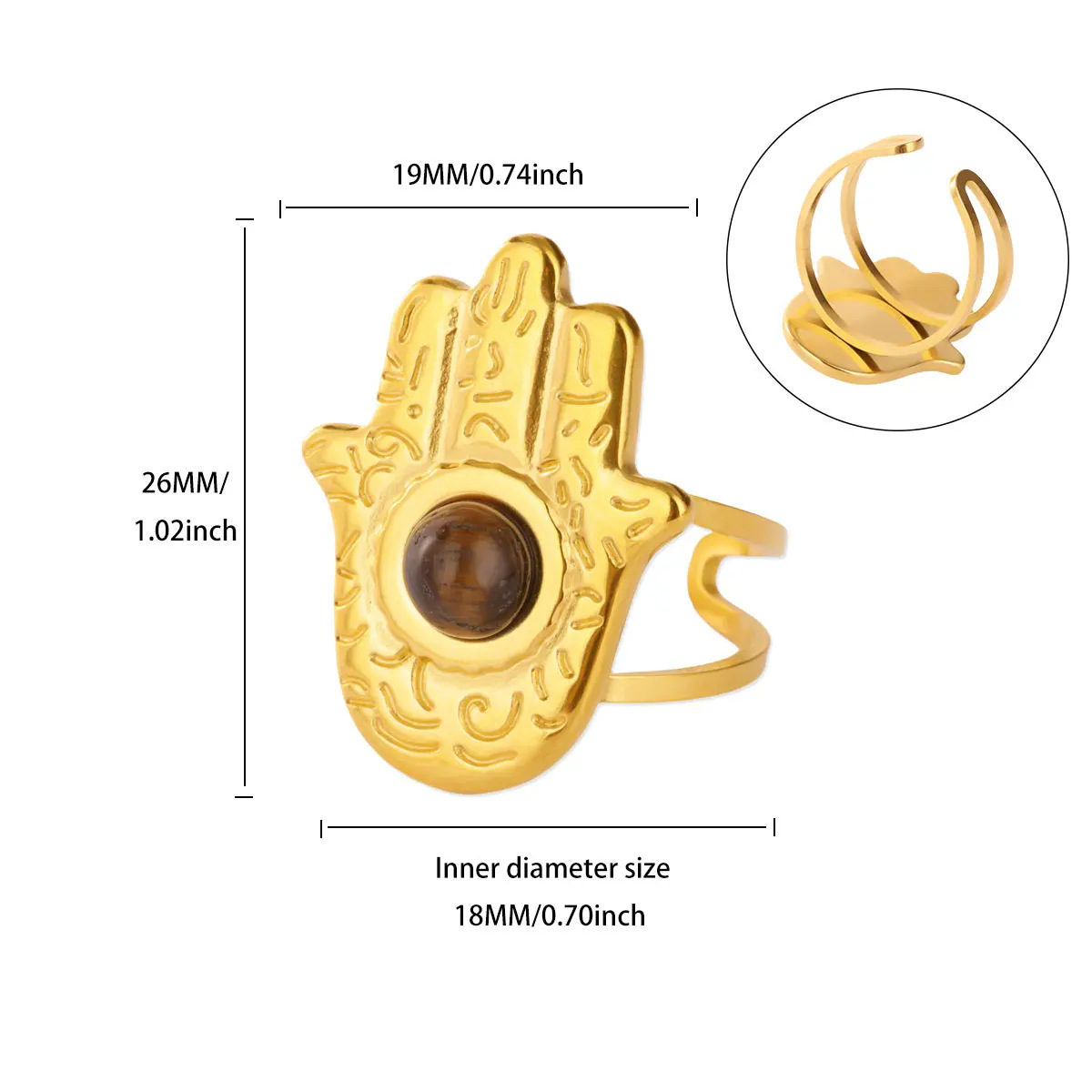 Turkish Evil Eye Rings for Women Stainless Steel Gold Color Adjustable Ring Love Heart Aesthetic Jewelry Gift anillos mujer High quality gold designer - view 7