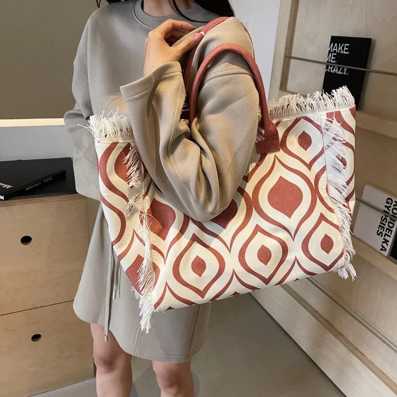 Large Capacity Tote Women Handbags er Beach Bag Canvas Shoulder Bag Fashion Shopper Purses Travel Bag Sac A Main 250425