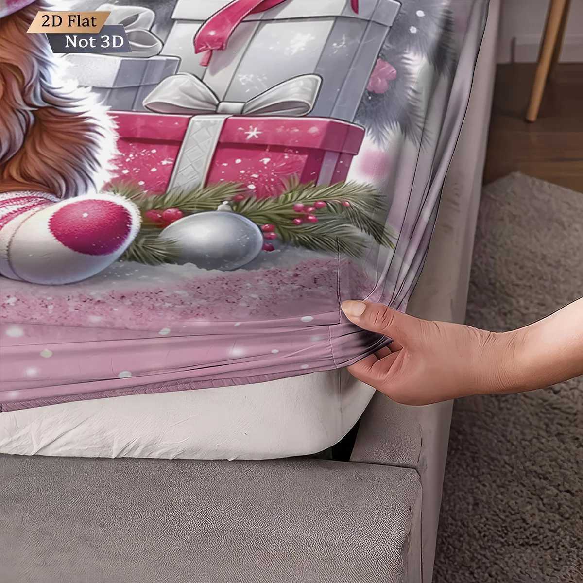 Christmas 3pcs Christmas Highland Cow Print Coreless Bed Sheet Set Multiple Size Bed Cover Bedroom Bedding Decoration Machine Washable Y251126