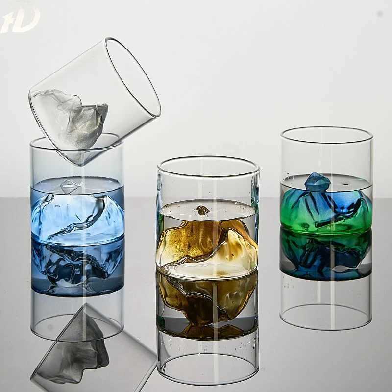 Whisky glass Japanese 3D Mountain Water Glacier Mug Vodka Wine Cup Fuji Artwork Gift Bottle Hot Glass Drinkware C251126