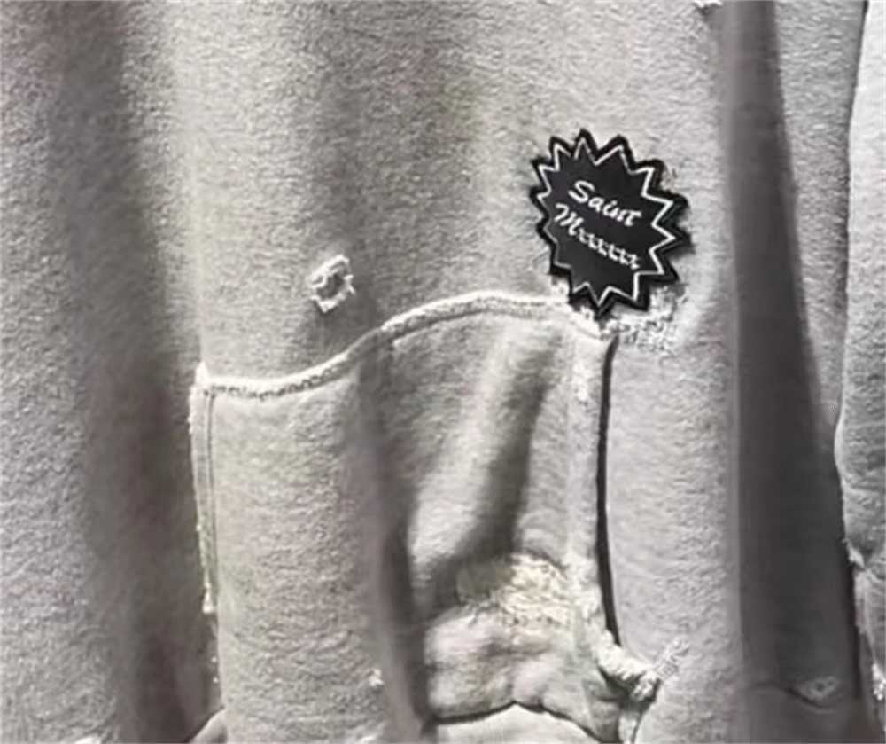 Fashion Hole Damaged Saint Broken hole distressed printed hooded sweatshirt Men Women High Quality Pullover Y251125