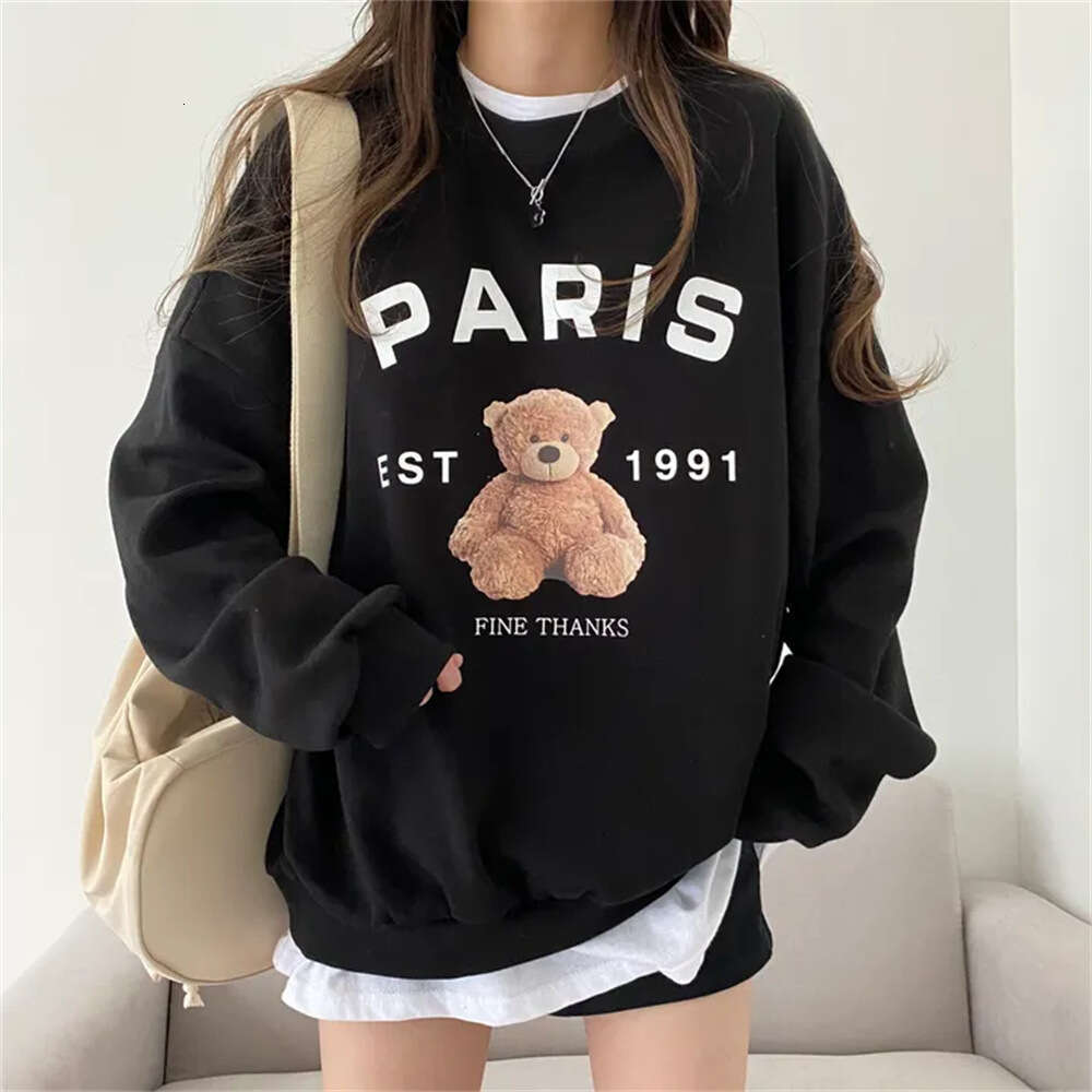 New Spring Korean Style Casual Loose Round Neck Sweatshirt For Women, Autumn And Winter Fleece Lined Thick Versatile Trendy Top