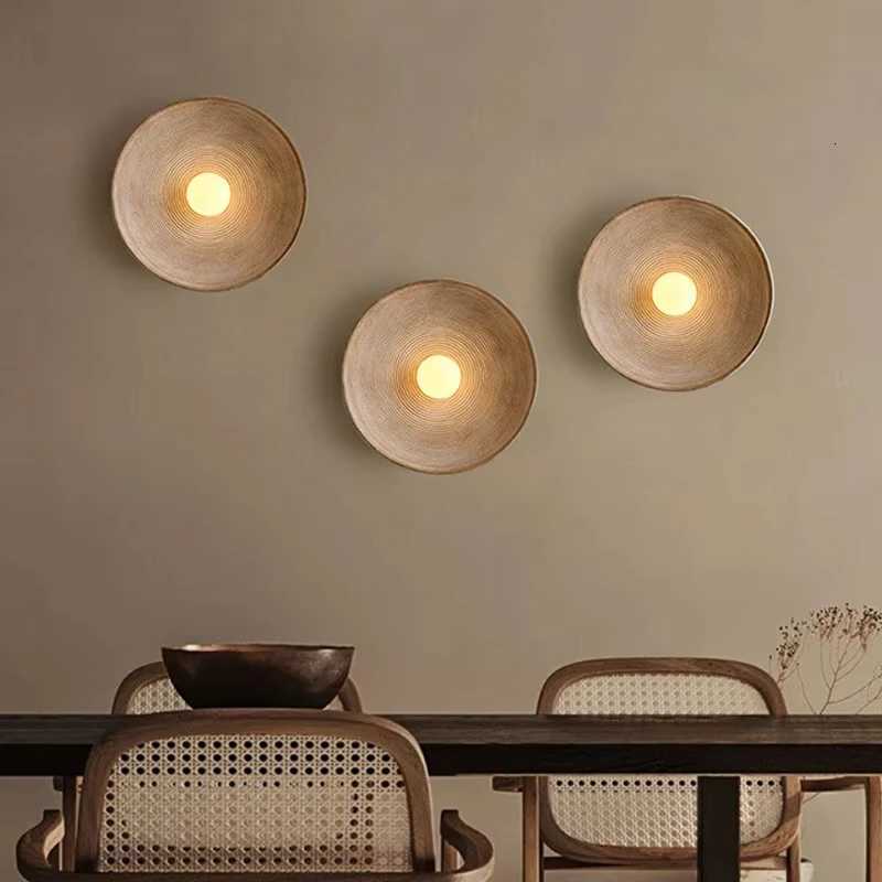 Retro Japanese Resin Wall Lamp Suitable for Living Room Bedroom Bedside Background Decoration Light M251126