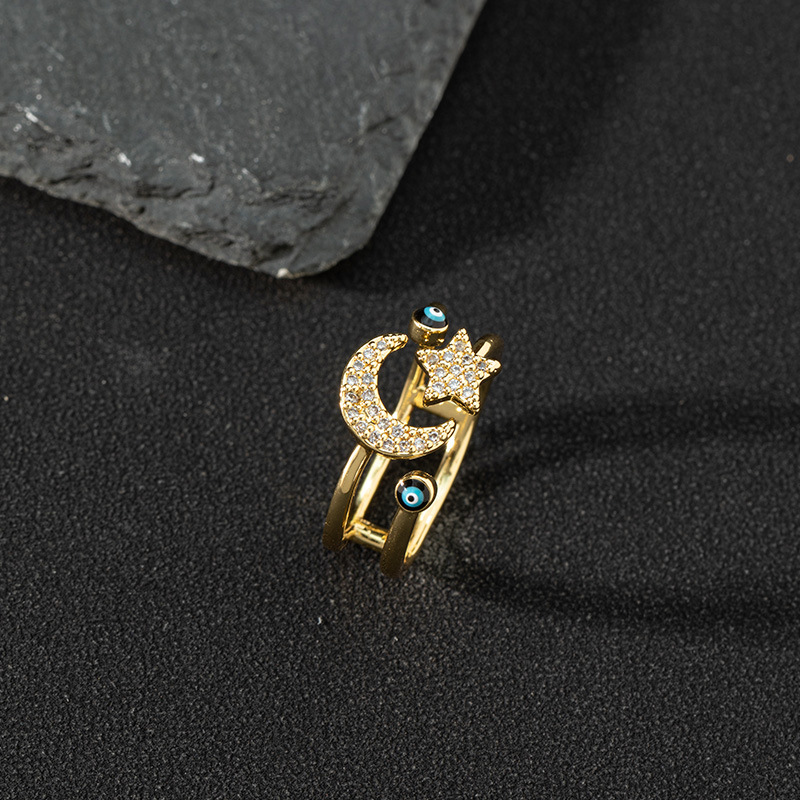 New Bohemia Lucky Turkish Blue Evil Eye Rings Dripping Oil Open Adjustable Finger Rings for Women Jewelry Gift High quality gold designer diamond ring - view 4