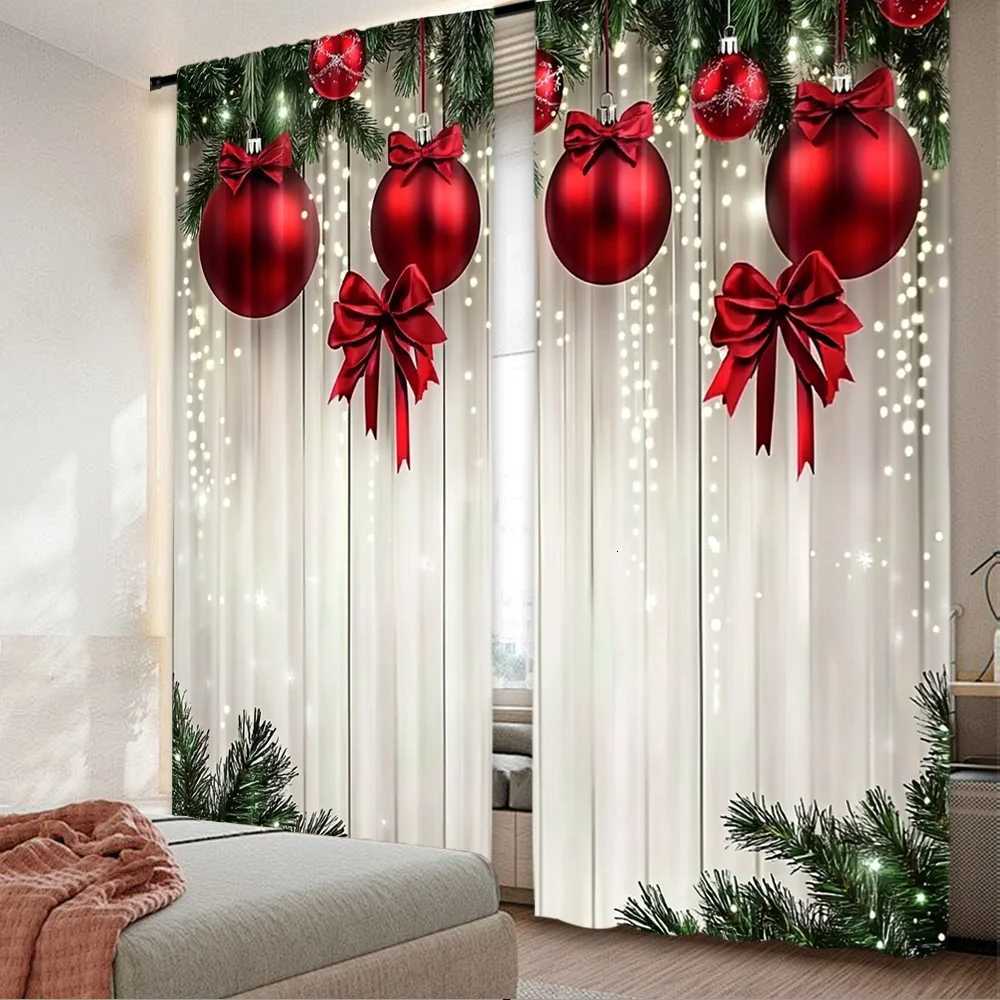 Curtain Christmas 2pcs 2D flat printing Merry Christmas Curtains FestiveOrnaments2 Digital Printed Polyester Drapes Party Decorations Perfect Y251126