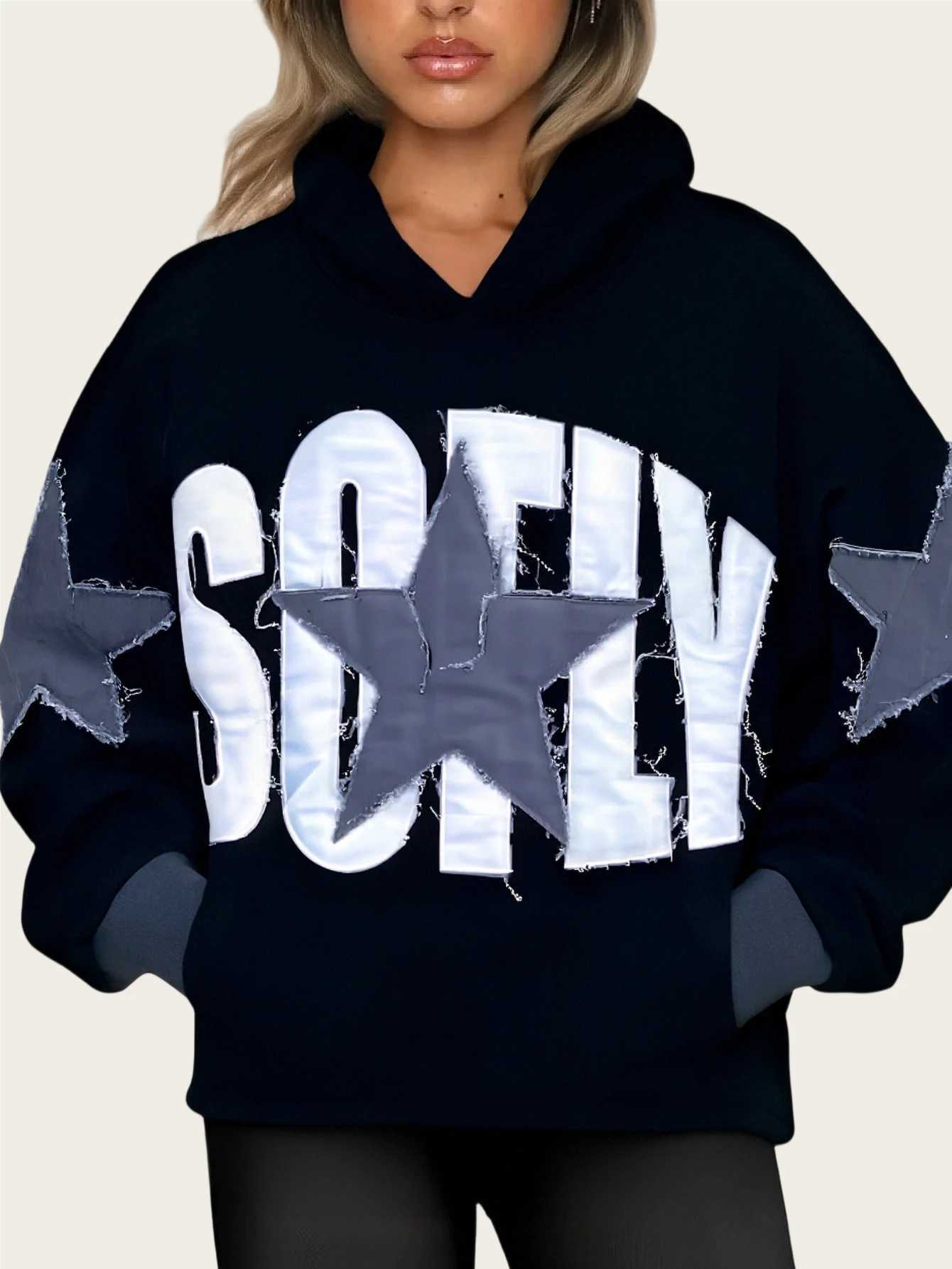 Vintage Monogram Hoodies for Men Street Hip-hop Style Blue Hoodie Y2K Cute Fall Jacket Unisex J251136